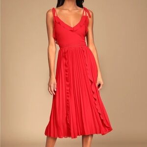 Lulu's Vibrant Red Midi Dres .. never a dull moment